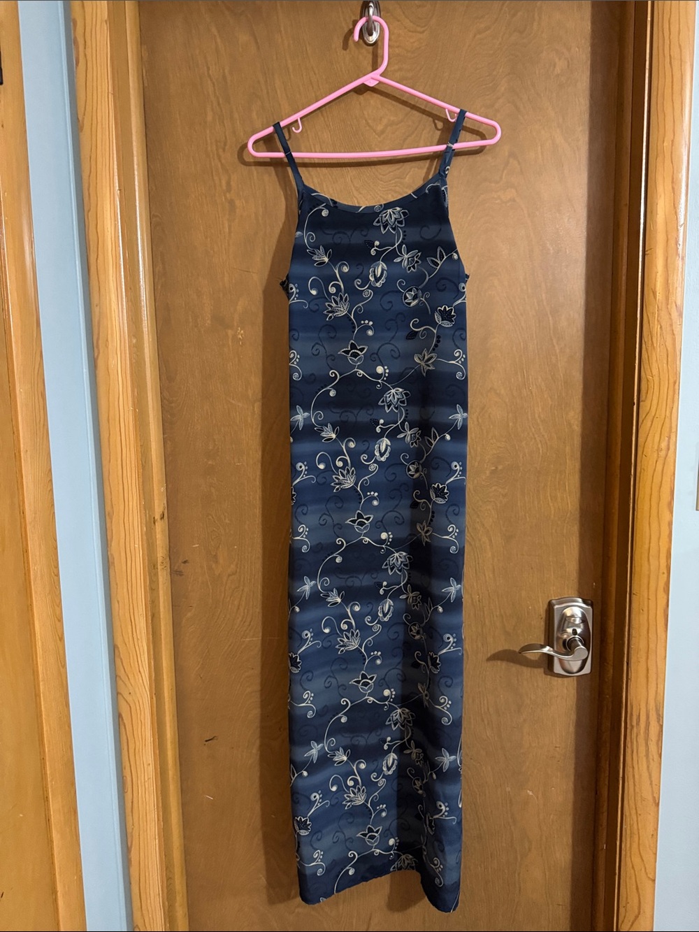 California Concepts Navy Slip Dress with Cream Floral Print
